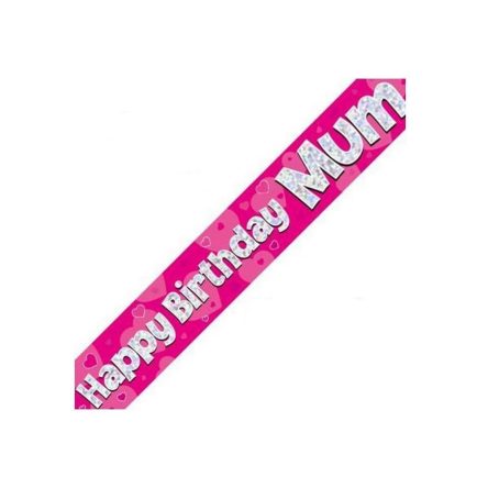 OakTree 625082″ Happy Birthday MumFoil Holographic Banner, Pink, 9 ft